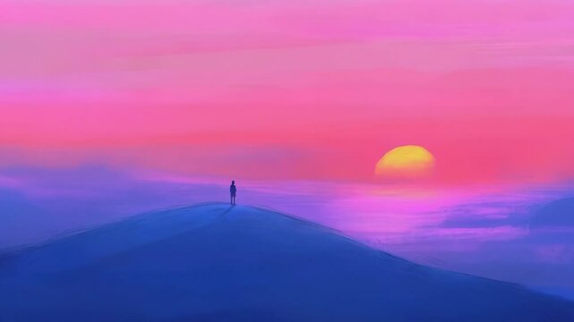 Solitude at Sunset: A Digital Painting of Serenity