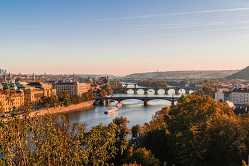 Obraz premium Czech Republic over river Vltava with Bridges