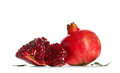 Fresh ripe pomegranates on white background