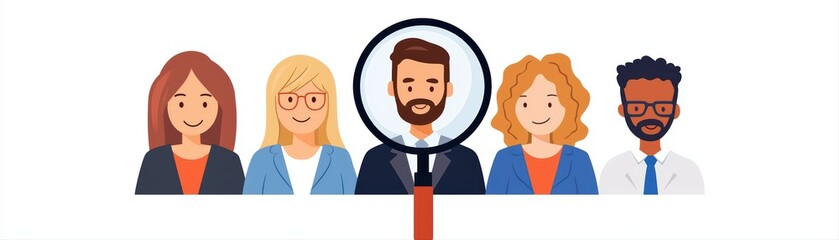 Fototapeta premium Focused Target Audience with Magnifying Glass Concept for Marketing Strategies and Insights