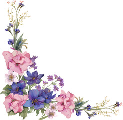 Foral Botanical Corner Frame Hand Drawing illustration