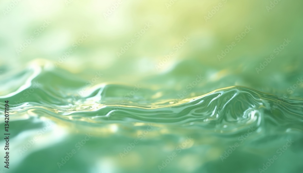 Poster abstract blurred background with green and yellow wavy texture. close-up of transparent textured rip