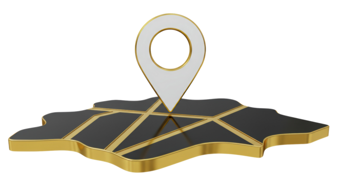 Isolated Map Location Pointer on Road Network