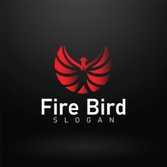 Abstract Flaming Phoenix Fire brid Logo template for business branding with vector icon illustration design