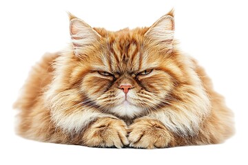 A majestic Persian cat with a luxurious coat, isolated on white background