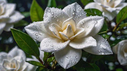 White Gardenia with Fresh Morning Dew