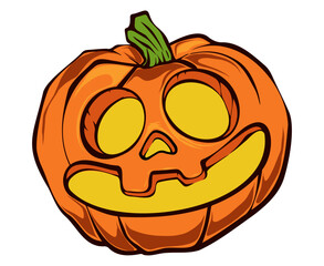 Smiling Halloween Pumpkin With Glowing Carved Features and Festive Expression