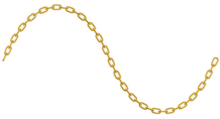 Naklejka premium A link of golden chains in a curve.