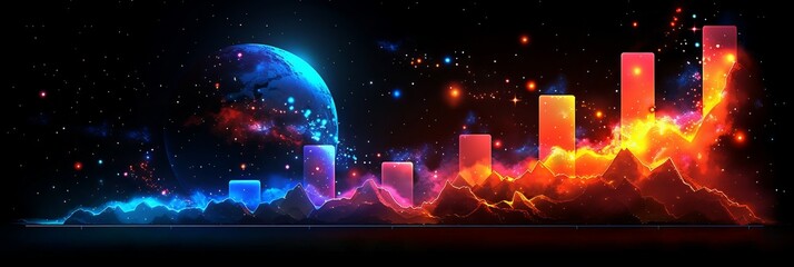 Obraz premium Cosmic Growth Chart Demonstrating Business Leadership and Innovative Ideas