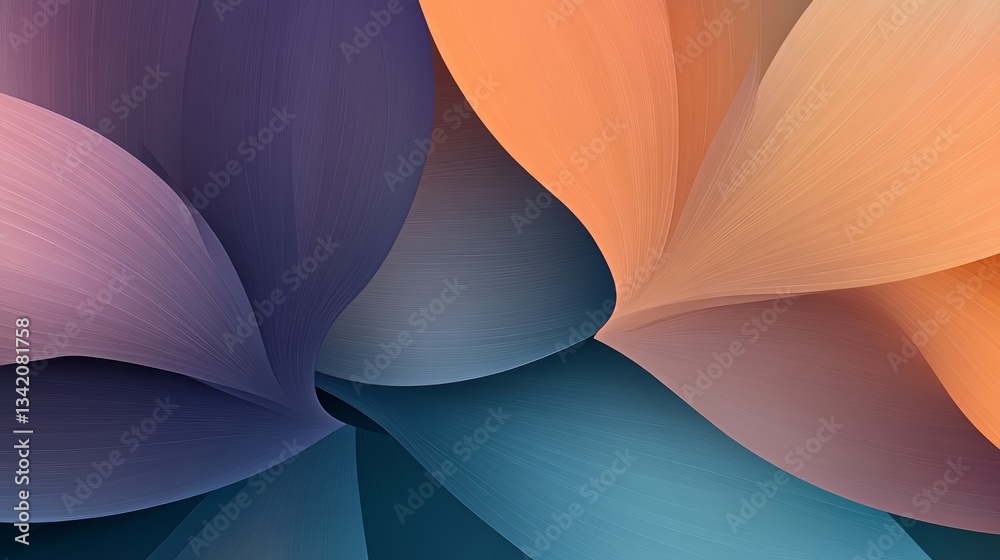 Poster colorful abstract painting of flowers with a blue and orange background. the flowers are arranged in
