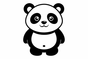 a cute panda line art silhouette vector illustration