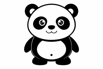 a cute panda line art silhouette vector illustration
