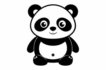 a cute panda line art silhouette vector illustration