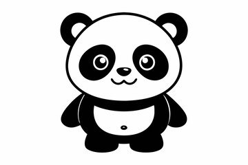 Fototapeta premium a cute panda line art silhouette vector illustration