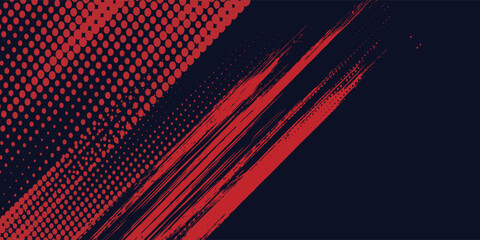 Red halftone dots blue color pattern gradient grunge texture background. Dot pop art comic sport style  sport background