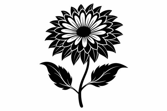 black and white flower on white background clip art preview