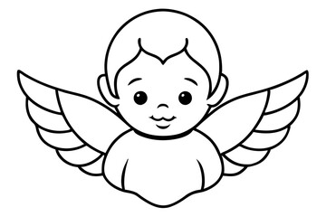 Fototapeta premium baby angel line art silhouette vector illustration