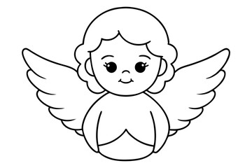 Fototapeta premium baby angel line art silhouette vector illustration