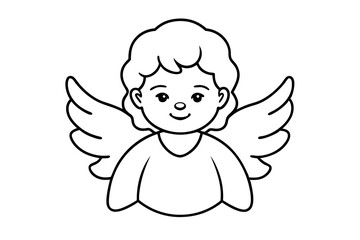 baby angel line art silhouette vector illustration