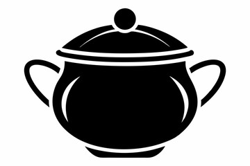 bean pot line art silhouette vector illustration