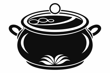 bean pot line art silhouette vector illustration