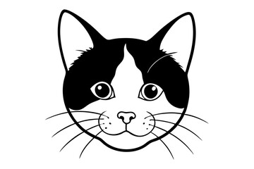 cat head line art silhouette vector illustration