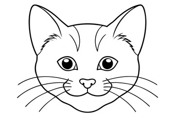 cat head line art silhouette vector illustration
