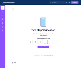 Sign up, sign in, Create Account, Password is Changed Dashboard & Two steps verification Web App UI
