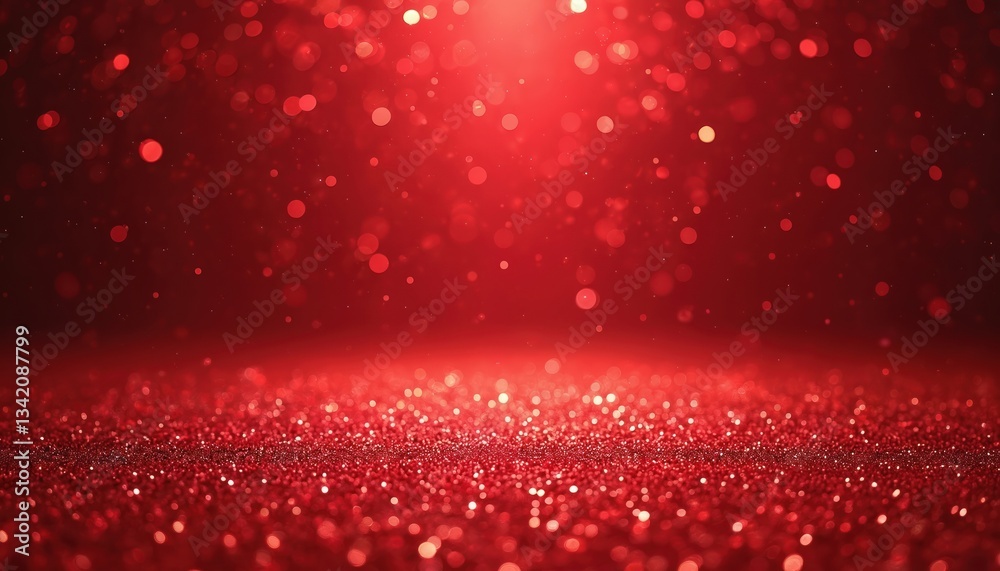 Poster luxury red glitter background with blurred lights bokeh effect. shiny glistering sparks texture, gle