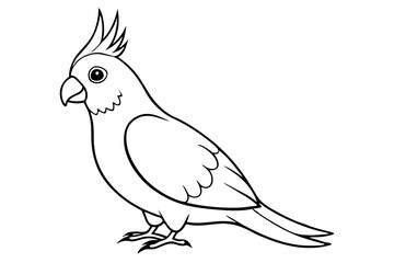 cockatiel line art silhouette vector illustration