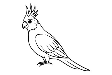 Fototapeta premium cockatiel line art silhouette vector illustration