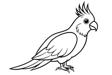 cockatiel line art silhouette vector illustration