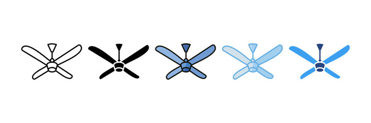 Ceiling Fan Icon Set Multiple Style Collection
