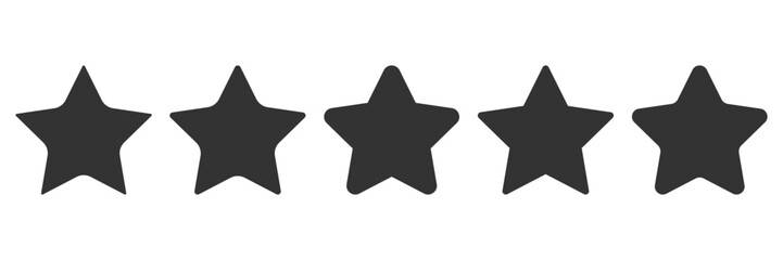 Black stars silhouette set isolated on white. Simple flat star in various shapes. Minimalist design element. Great for Posters, flyers, Certificates, diplomas, Infographic, Rating in apps and website