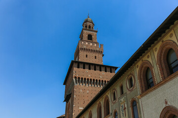 Obraz premium Sforzesco Castle (Castello Sforzesco), historic fortress in Milan, Italy