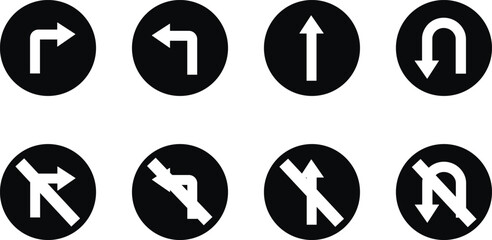 road sign icon in Flat, outline different style set isolated on transparent background