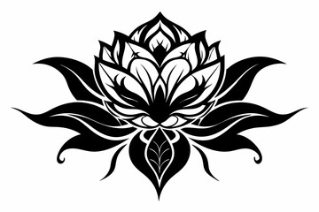 flower tattoo design line art silhouette vector illustration