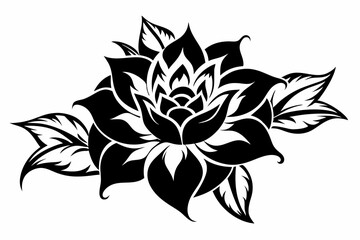 flower tattoo design line art silhouette vector illustration