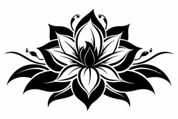 flower tattoo design line art silhouette vector illustration