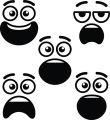 Simple Cartoon Face Expressions, Vector Emoticon Pack