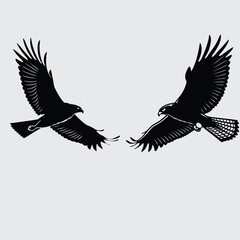 Two bird fliying in the sky image silhouette design vector art and illustration