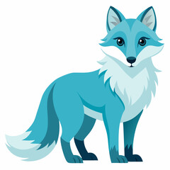 Obraz premium Blue Fox Illustration: A stylized illustration of a charming blue fox, standing majestically with a fluffy tail and expressive eyes.