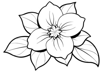 hellebore flower line art silhouette vector illustration