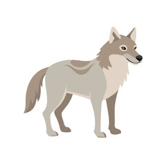 Wolf's Silent Stance: A stoic wolf stands in profile, showcasing its majestic presence with a simple and clean illustration, embodying strength and wild grace.