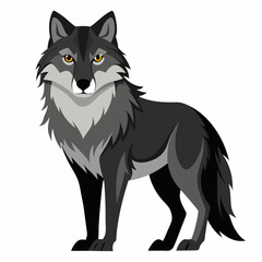 Fototapeta premium Majestic Lone Wolf Portrait: A striking portrayal of a lone wolf, its piercing gaze and composed stance, conveying strength and wilderness, perfectly framed against an evocative backdrop.