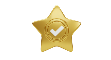 Isolated Star with Check Mark for Achievement and Success