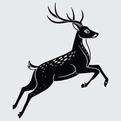 A deer skidding on ice while running image silhouette design vector art and illustration