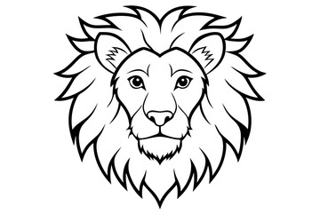 lion head line art silhouette vector illustration