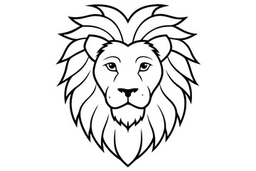 Obraz premium lion head line art silhouette vector illustration