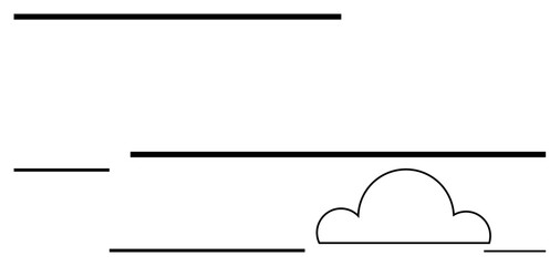 Cloud and straight horizontal lines evoke tranquility, balance, open space, and focus. Ideal for themes thumbs up minimalism, nature, mindfulness, tranquility, abstract ideas creativity